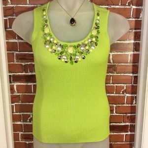 Ruby Rd. Green tank with beading. Size PM